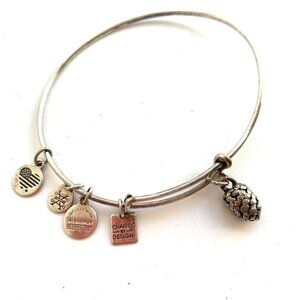 Alex and Ani Pinecone Charm Bracelet Silver Finish - Expands 2"- 3.5"